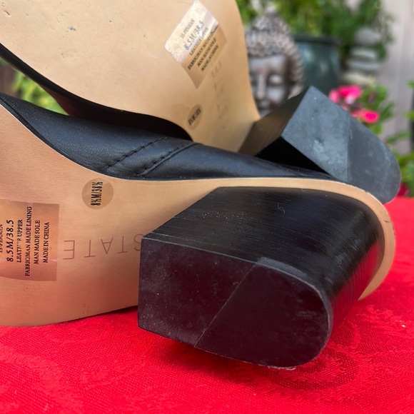 1. STATE Buttery Soft Black Leather Open Toe Chunky Block Heeled Mules - Picture 16 of 17
